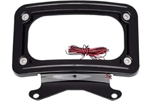 YIBO Motorcycle Curved License Plate Frame LED Running Light For Harley Road Street Glide FLHRXS King Special (Black)