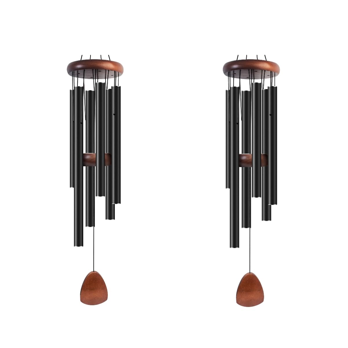 Bursvik Large Aluminium Wind Chimes 37" Inches to Create a Zen Atmosphere Suitable for Outdoor, Garden, Patio Decoration Wind Chimes with Wind Catcher Suitable as A Gift for Unisex(2 Pack Black) Image