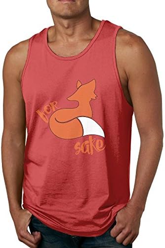 ZhiqianDF For Fox Sake Loose Fit Relaxed 100% Cotton Men's Tank Top T-shirt XL Red