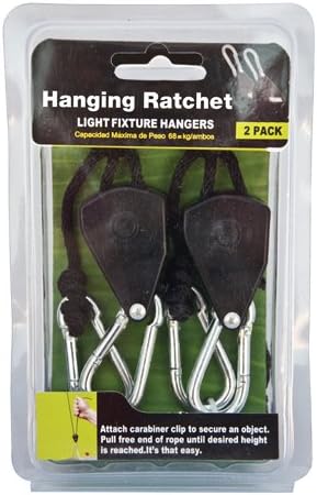 Yield Lab 1/8 Inch Hanging Ratchet Light Hangers (2 Pack) – Hydroponic, Aeroponic, Horticulture Growing Equipment