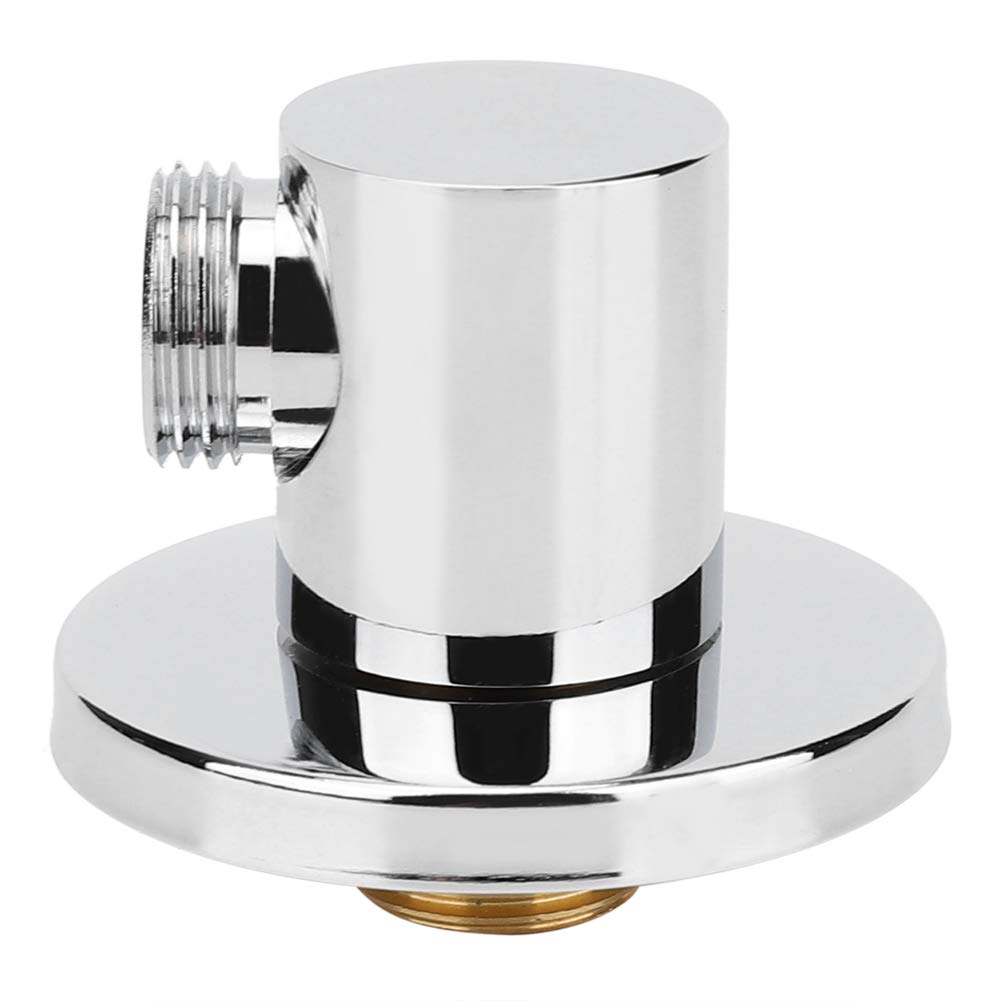 Yowmina Shower Hose Connector, Chrome Brass Body, Globe Valve, 1/2" G Connector, 2.2" x 2.4" Wall-Mounted Shower Outlet Elbow