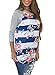 Asvivid Juniors 3 4 Half Sleeve Floral Pritned Tops Loose Striped Tunic Blouse M Multi