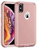 WOLLONY for iPhone Xs Max Case,3 Layer Shockproof Drop-Proof Anti-Scratch Heavy Duty Protective Case for Apple iPhone Xs Max Non-Slip Hybrid TPU PC Bumper Cover (Pink)