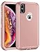WOLLONY for iPhone Xs Max Case,3 Layer Shockproof Drop-Proof Anti-Scratch Heavy Duty Protective Case for Apple iPhone Xs Max Non-Slip Hybrid TPU PC Bumper Cover (Pink)