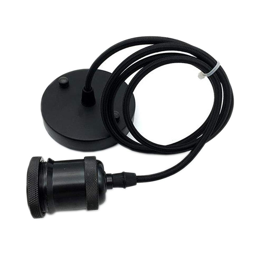 EmyTock Vintage Pendant Light Fitting Modern Retro Industrial Style E27 Lamp Holder Black Ceiling Rose