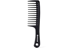 HYOUJIN Black Large Wide Tooth Detangler Paddle Brush - Best Styling Comb for Curly, Wet, Long Hair