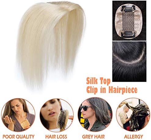 Silk Base Top Hairpiece Human Hair Clip in Topper for Women Hand-made Toupeer Thinning Hair Blonde Black Brown 6-20 inch