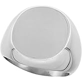 Surgical Stainless Steel Large Oval Signet Ring Solid Back Flawless Finish 3/4 inch Sizes 8 to 13