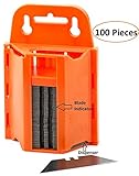 Katzco 100-Pack Utility Knife Blades with Dispenser - Sharp Utility Knife Blades - with Dispenser for Safe Storage and Easy Disposal