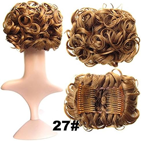 Ninety Ave Curly Claw Elastic Net Chignon With Two Plastic Combs Hair Clamp Bun Full Wigs Hair Extension (Strawberry Blonde)
