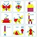 Lewo Wooden Pattern Blocks Montessori Tangrams Toys for Kids Ages 4-8 Educational Kindergarten Shape Puzzles with 24 Design Cards