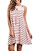 ZESICA Women's Crew Neck Sleeveless Striped Pocket Loose Swing T Shirt Tunic Dress