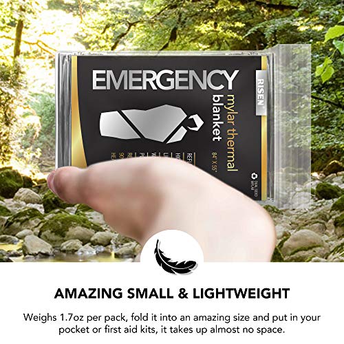 RISEN Emergency Foil Mylar Thermal Blankets (8 Pack) - Retains 90% of Body Heat, High Reflective Space Safety Blanket - Ideal Supply for Survival, Outdoors, Camping, Hiking, Marathons or First Aid - Thumbnail 4