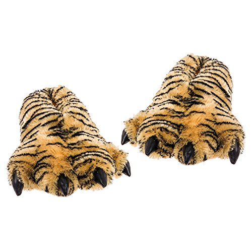 Wishpets large brown tiger paw slippers