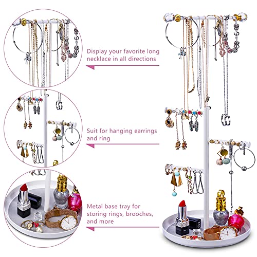 Keebofly Jewelry Tree Stand Organizer Metal Necklace Organizer