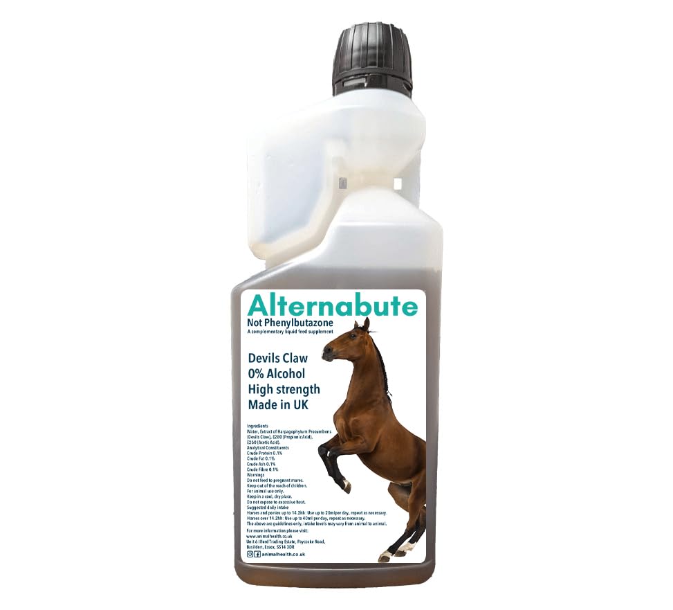 Alternabute Horses Devils Claw Supplement Phenylbutazone Free 0% Alcohol - No Bute - High Strength - Natural Formula (1 Litre)