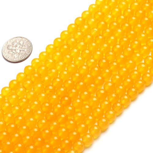 6mm Round Gemstone Yellow Jade Beads Strand 15 InchJewelry Making Beads
