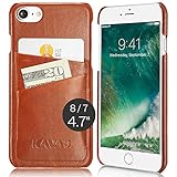 KAVAJ iPhone 7 Case Leather Back-Cover "Tokyo" Cognac-Brown Slim-Fit Genuine Leather Wallet-Case Hard-Cover With Business Card Holder. Slim Bumper Leathercase Etui Accessory for Apple iPhone 7