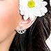 Lotus Studs Ear Crawler Earrings Cuff Climber Ear Wrap Pin Vine Pierced Charms Rhinestone Clip On Jewelry Silver Plated