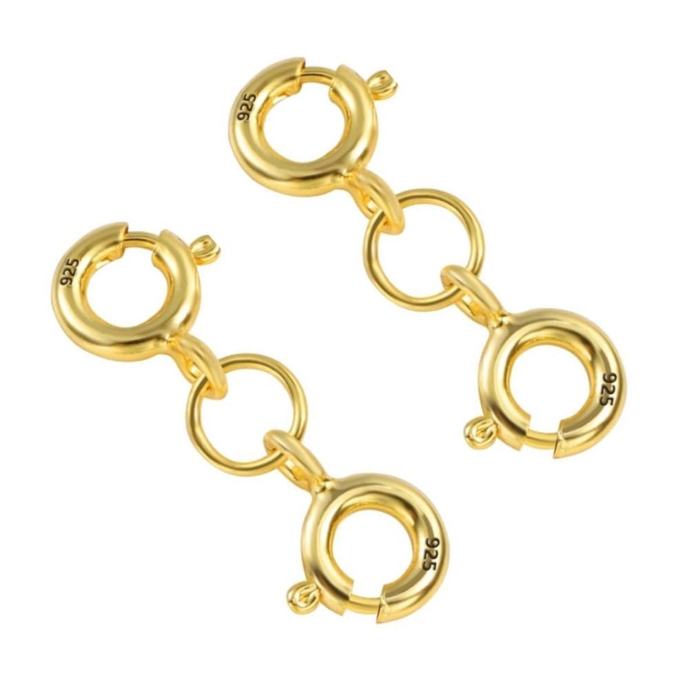 2PCS Silver Double Clasps Silver Necklace Extension Clasp Sterling Silver Spring Double Clasps for Necklace Bracelet Jewelry Making