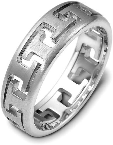 Designer 14 Karat White Gold Unique Puzzle Style Wedding Band Ring - 11.25