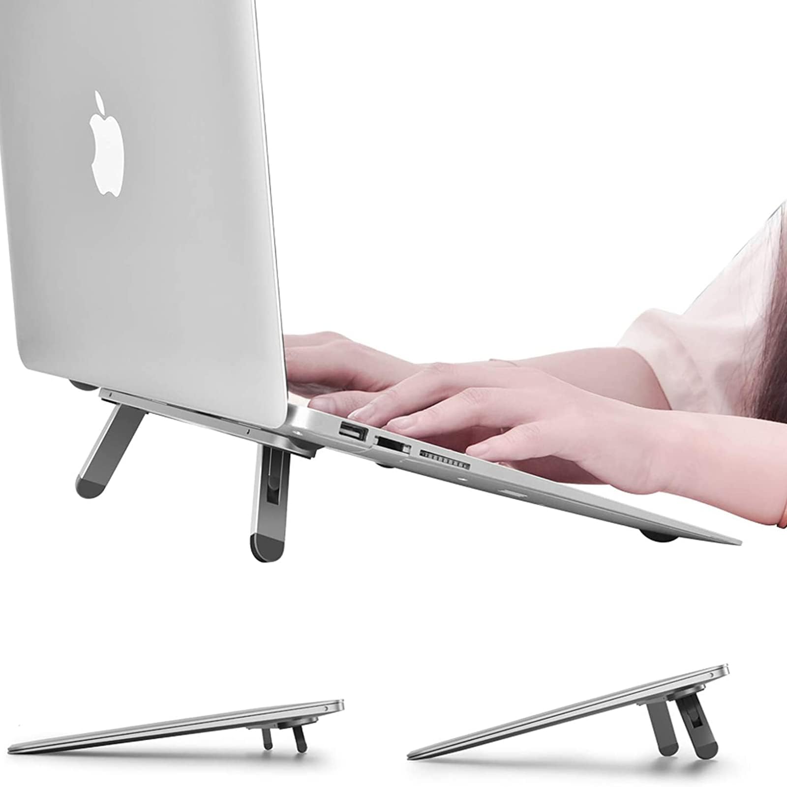 nediea Laptop Stand for Desk Mount, Laptop Cooling Stand, Keyboard Riser Feet, Ergonomic Laptops Elevator for Desk, Compatible with MacBook Air Pro, Dell, HP, Lenovo More 10-15.6” Laptops