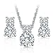 Majesto Little Bear Jewelry Set for Women and Bridesmaids Necklace and Earring Set 18K White Gold Plated