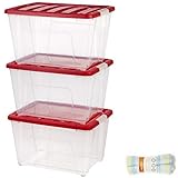 IRIS 53 Qt. Holiday Storage Tote, 3 Pack, Red