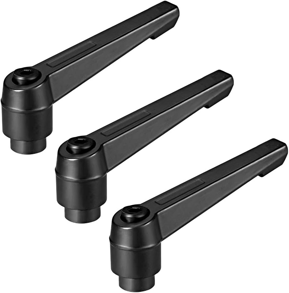 sourcing map M10 Handle Adjustable Clamping Lever Thread Push Button Ratchet Female Threaded Stud 3 Pcs, Black