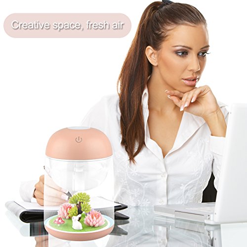 Loneyshow Micro Landscape humidifier Diffuser 180ml Cool Mist Humidifier with Adjustable Mist Mode, Waterless Auto Shut-off (Pink) - Thumbnail 4