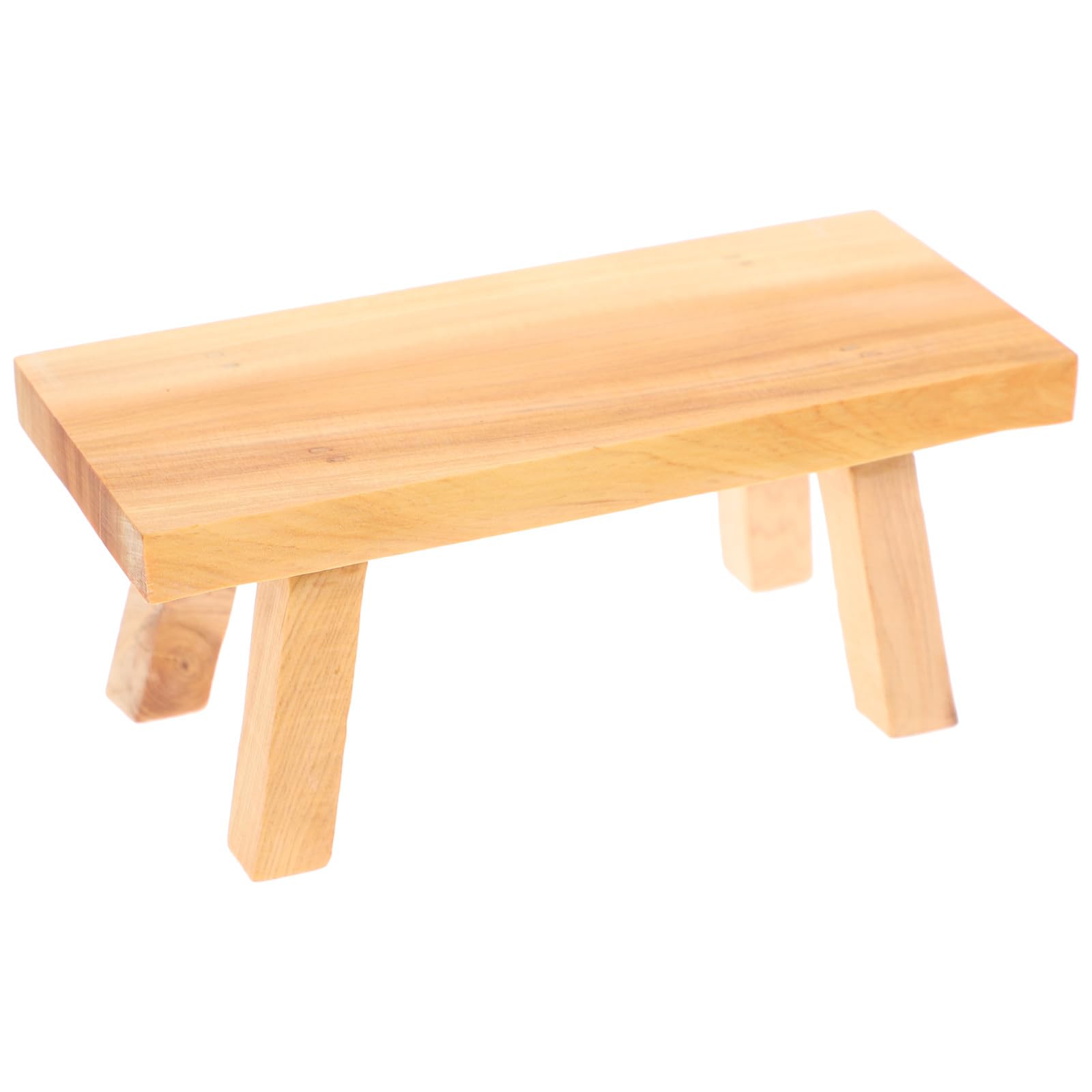 PRETYZOOM Creative Wooden Stool Display Stand Small Desktop Ornament Handcrafted Cliff Cypress Sculpture for Home Office Cafe Decoration