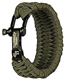 The Friendly Swede Trilobite Extra Beefy Paracord Survival Bracelet with Stainless Steel Black D Shackle, Fits 6