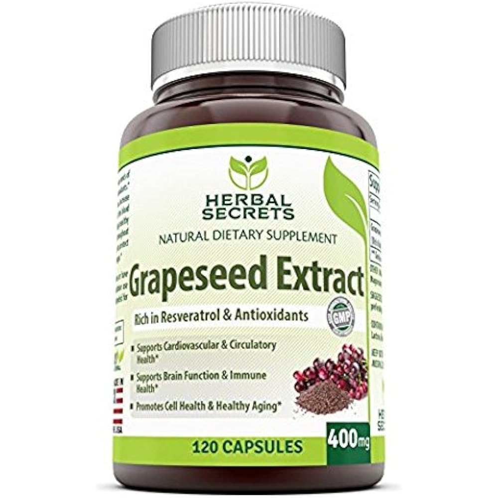 Herbal Secrets Grapeseed Extract 400mg Antioxidants Key Nutrient 120