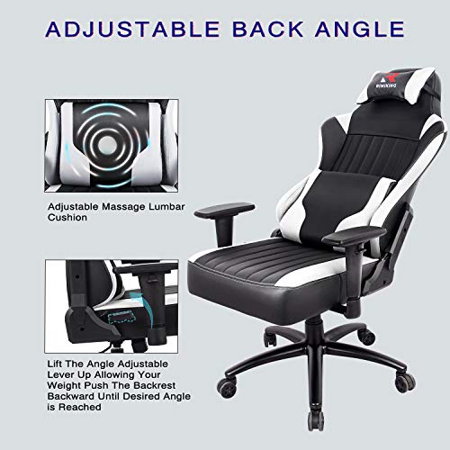 RIMIKING Big&Tall Gaming Chair Massage High Back Racing Executive Computer Desk Office Chair