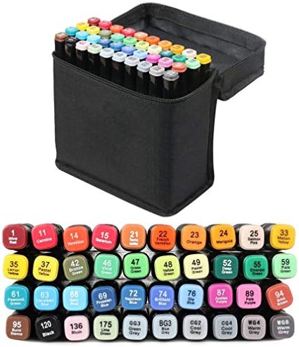 40 Colors Dual Tips Permanent Marker Pens Graphic Art for Drawing Sketching Coloring Highlighting (Black)