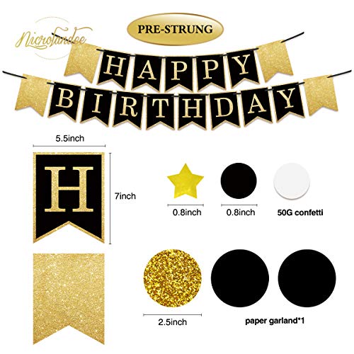 NICROLANDEE-40th-Birthday-Decorations-Balloon-Banner-Glitter-Happy-Birthday-Banner-Black-and-Gold-Paper-Lantern-Paper-Fan-Paper-Tissue-Tassel-for-Birthday-Anniversary-Decor-Party-Supplies-40th