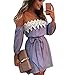 Goddessvan Women Sexy Off Shoulder Lace Dress Fit Comfy Floral Casual Dresses Blue