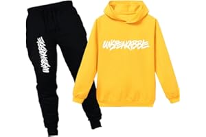 amropi Boy's Tracksuit Pullover Hoodie Jogging Pants Set 2 Pieces Sweatsuit (Yellow,8-9Years)