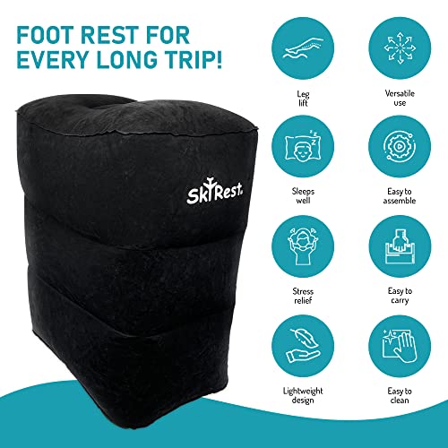 SkyRest® Inflatable Travel Foot Rest Pillow Adjustable Airplane Foot