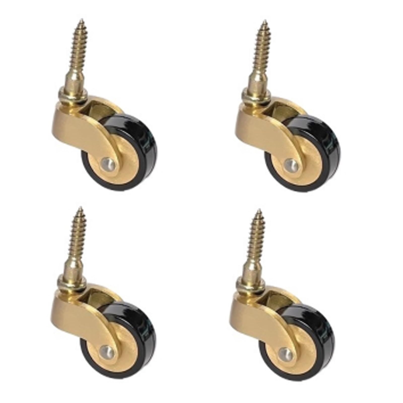 4 Pcs Casters 25mm Solid Brass Wheel, 360° Rod Swivel, Moving Wheels, 1inch Rubber Castors for Furniture, Screw Rod Type, Load 150kg (Color : M6x30mm-B, Size : 25mm)