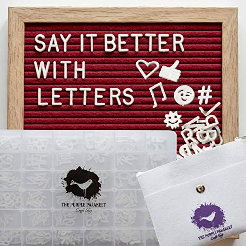 Letter Board - Red Orange Felt Letter Board 10x10 with 340 Pre Cut Letters - Solid Oak Frame, Felt Bag, Sorting Tray - for Home Decor, Offices & Cafes - Perfect for Milestone Announcements
