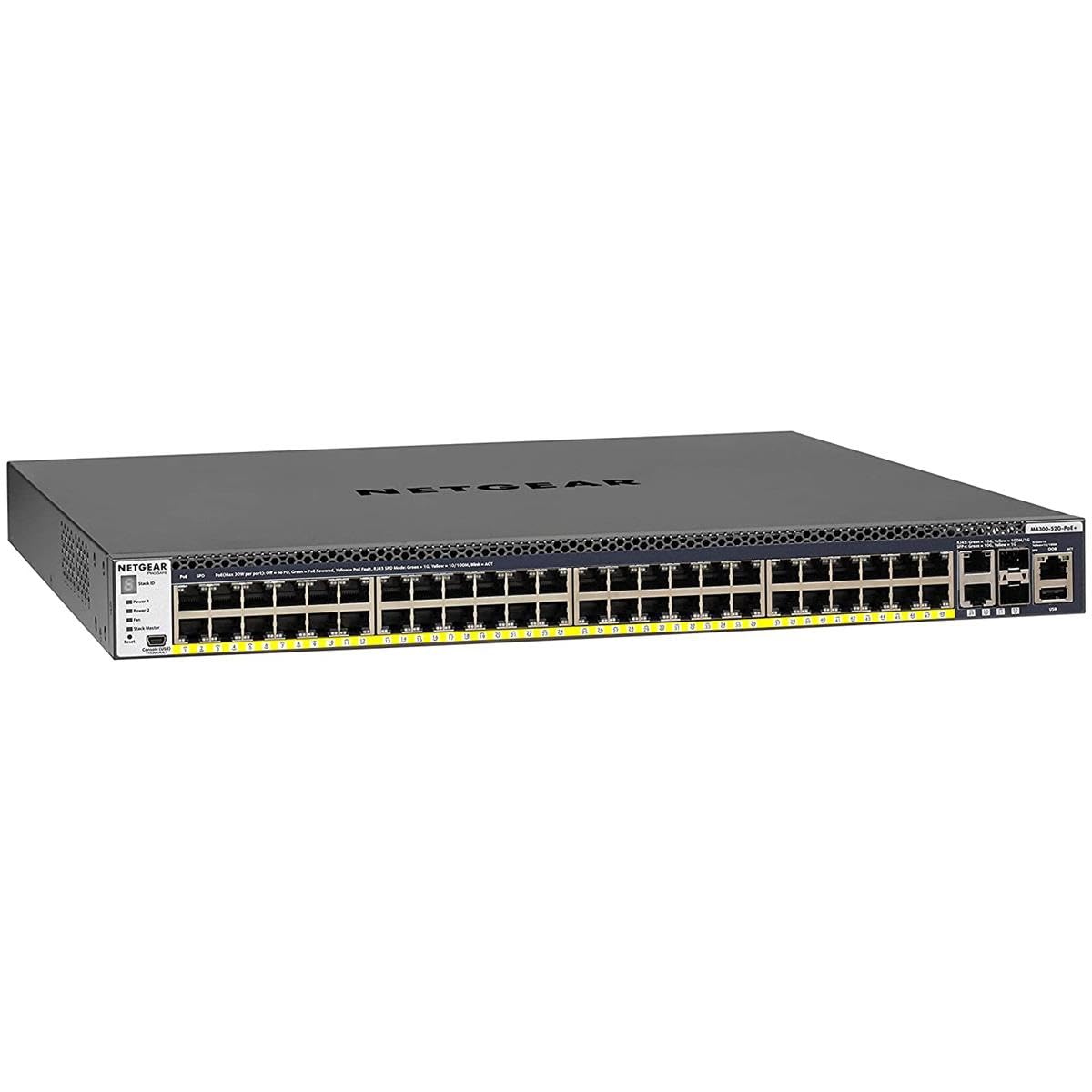 NETGEAR M4300-52G-PoE+ 48x1G PoE+ 2x10GBASE-T 2xSFP+ Stackable Switch 1,000W PSU (GSM4352PB-100NES)