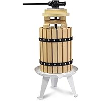 SQUEEZE master Fruit Apple Cider Wine Classic Press- 1.6 Gallon/6L-Solid Wood Basket- 6 Press Wooden Blocks-Pole Handle…