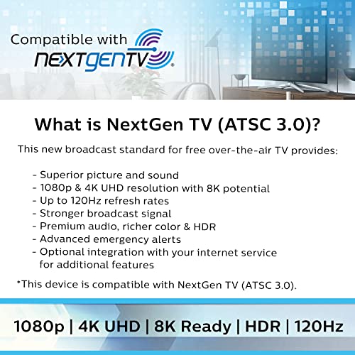 Philips Modern Loop Rabbit Ears Indoor TV Antenna, 15 inch Extendable