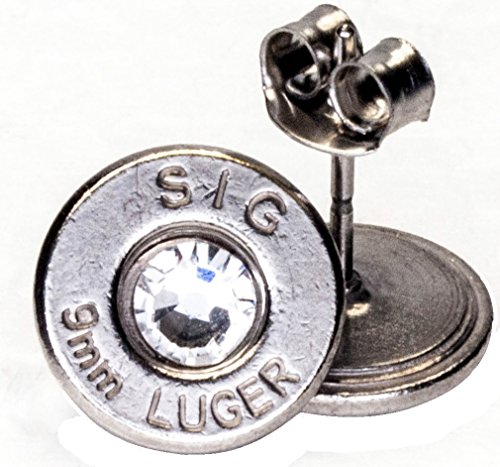 9mm palladium plated w/ swarovski crystals ear posts (sig)