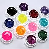 Hemlock Nail Gel Polish, 12 Colors Nail Glitter UV Gel Nail Art Polish Set (Colorful)