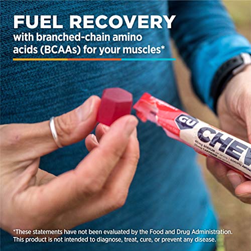 GU Energy Chews, Strawberry Energy Gummies with Electrolytes, 18 Packs