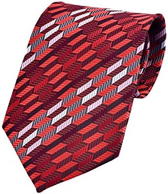 PilotMan Classic Formal White Red Mens Ties Silk Tie Stripe Necktie (Red)