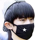 Unisex Anti-dust Solid Black White Star Cotton Earloop Face Mouth Mask Muffle 2pcs