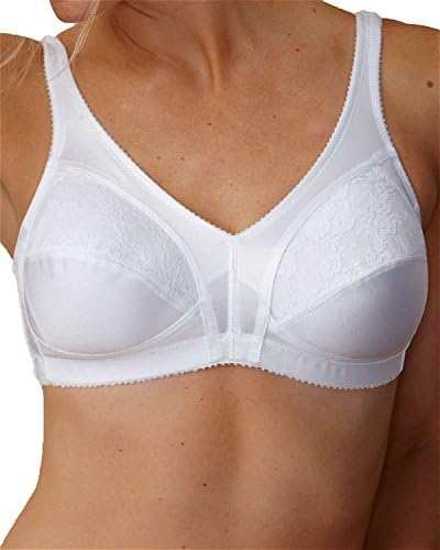 Q-T Intimates Lace & Satin Mastectomy Bra, White, 38B